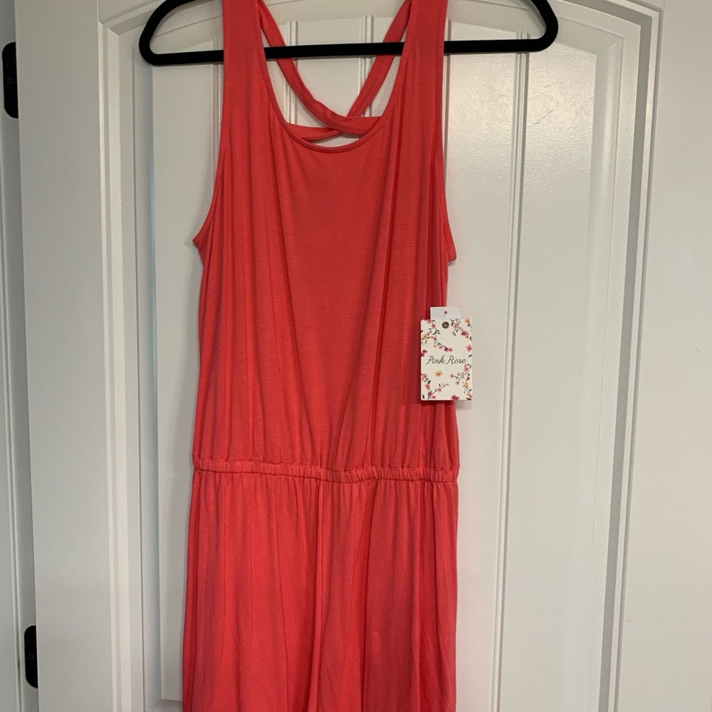 NWT Pink Rose brand romper. XL sleeveless with crisscross across the back.